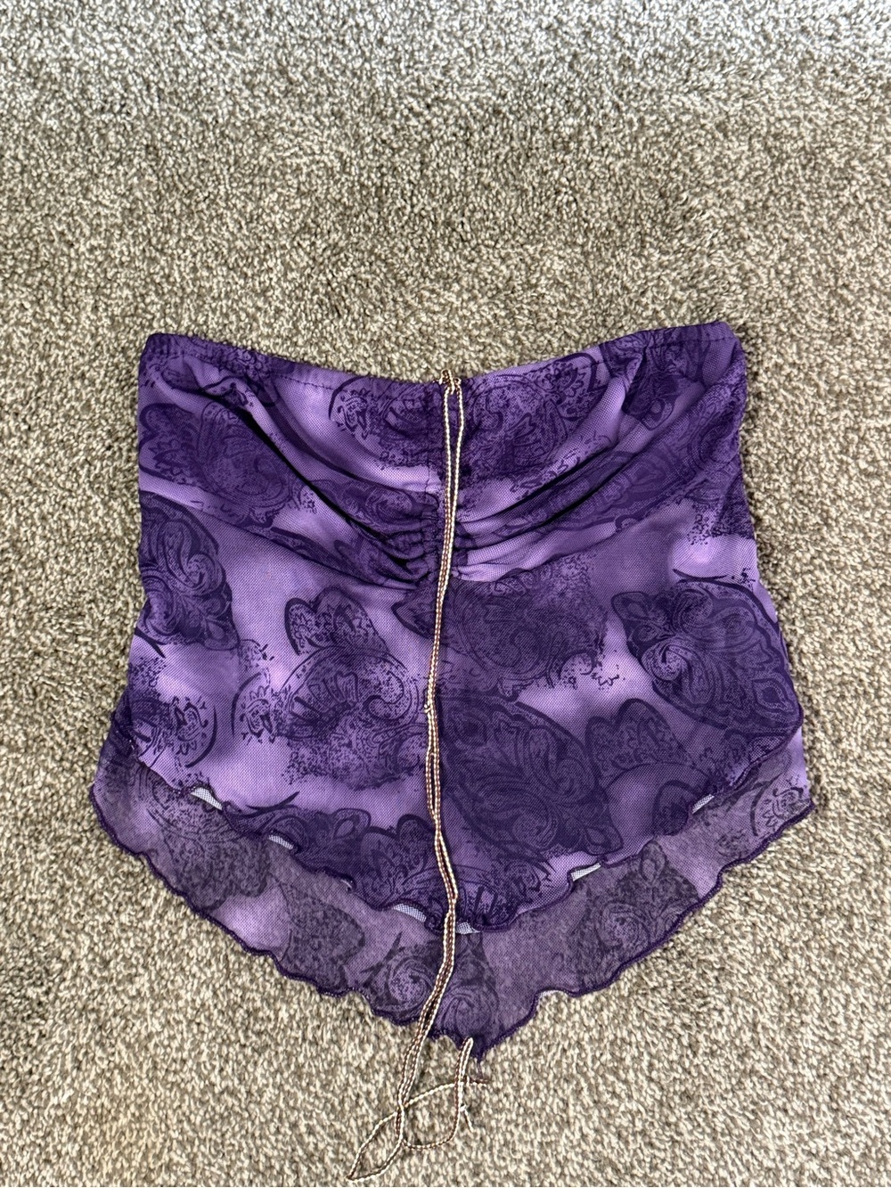 Purple Paisley Sheer Scarf with Beaded Tassel